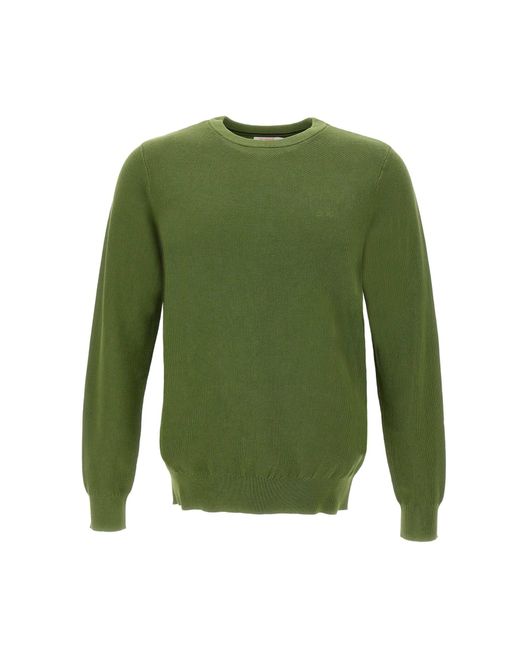 Sun 68 Green Round Vintage Sweater Cotton for men