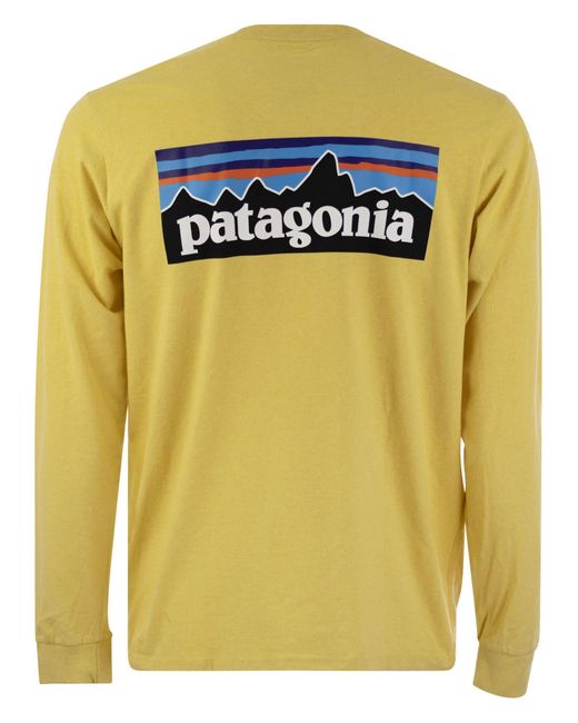 Patagonia Yellow T-Shirt With Logo Long Sleeves for men