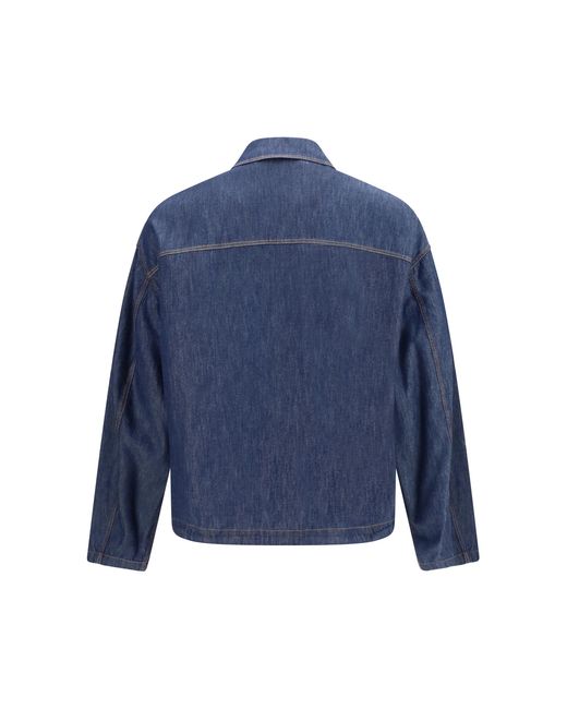 Loewe Blue Cotton Zip Jacket for men