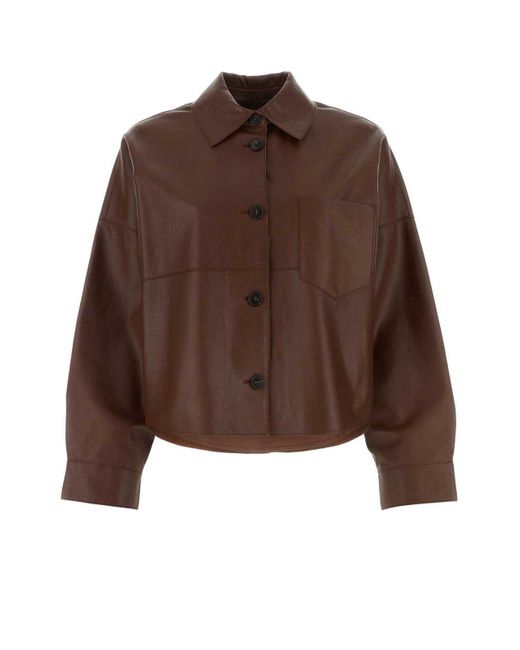 Weekend by Maxmara Brown Chocolate Leather Vortice Shirt