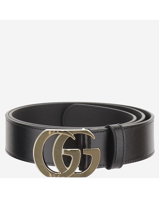 Gucci Black Leather Belt Marmont Calfskin for men