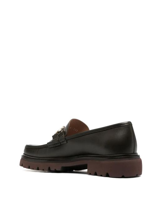 Ferragamo Black Moccasins With Gancini Ornament for men