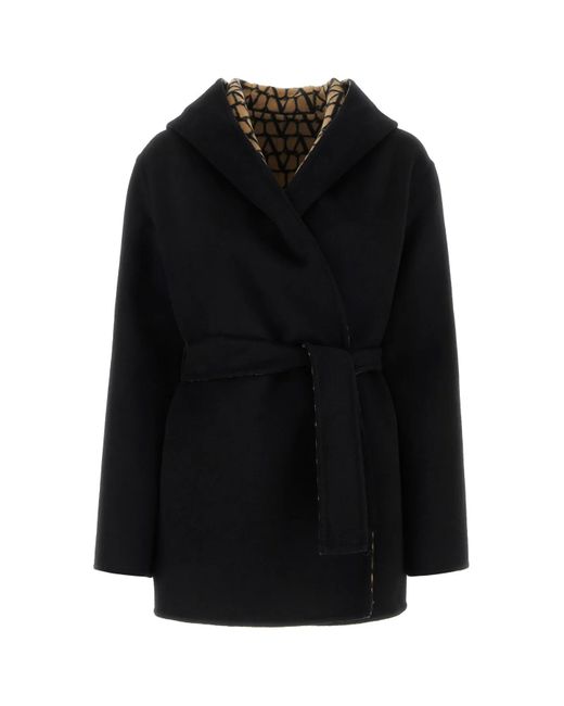 Valentino Black Wool Blend Coat
