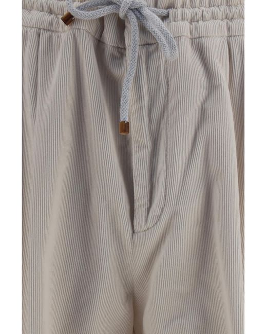 Brunello Cucinelli Gray Corduroy Drawstring Pants Cotton for men