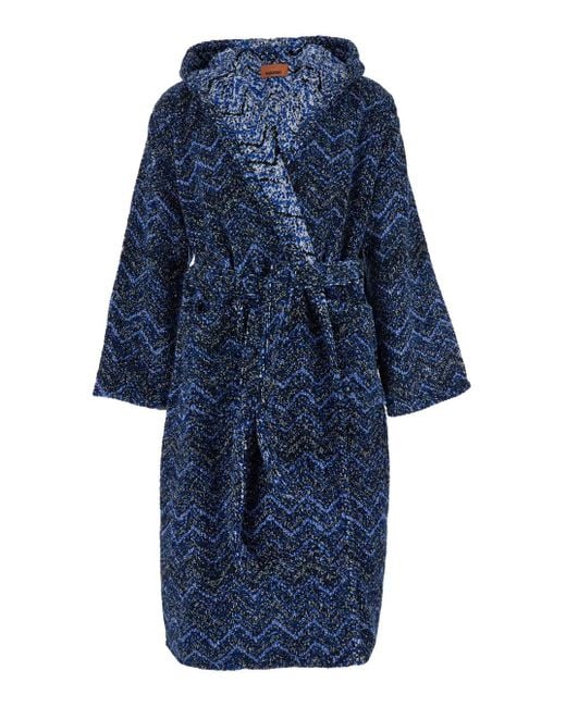 Missoni Blue Azul Bathrobe With Zig Zag Motif