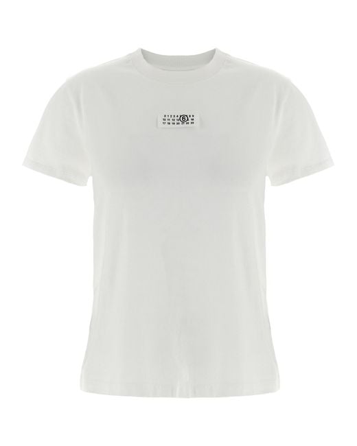 MM6 by Maison Margiela White Numeric Signature Mm6 T-Shirt Cotton