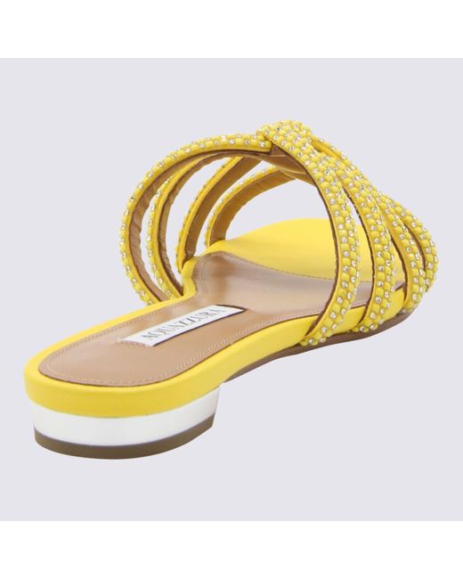 Aquazzura Yellow Leather Sandals