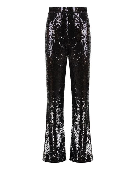 Nili Lotan Black Sequined Wide-Leg Trousers Viscose