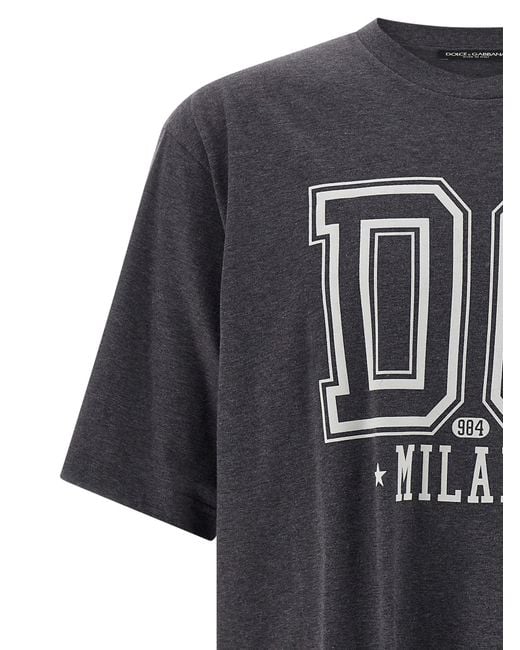 Dolce & Gabbana Black Flocked Print T-Shirt for men