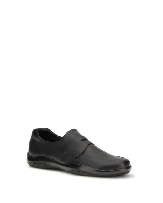 Prada White Toblach Leather Loafers for men