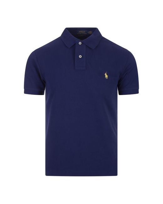 Ralph Lauren Blue Royal And Slim-Fit Piquet Polo Shirt for men