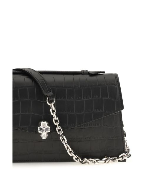 McQueen Black Skull Handbag Calf Leather Bos Taurus Handbags