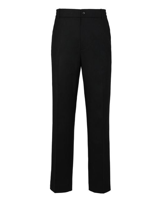 Moncler Black Tailored Wool Flannel Pants Virgin Trousers for men