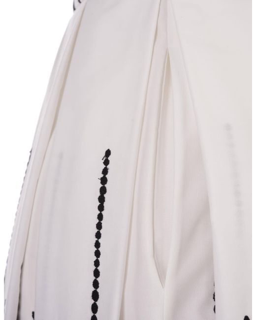 Elie Saab White Moon Embroidered Poplin Dress