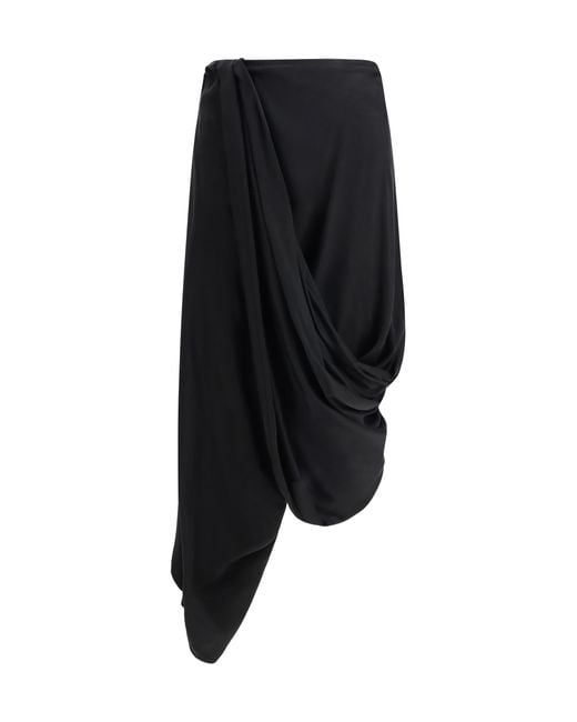 Maison Margiela Black Asymmetric Midi Skirt Cupro
