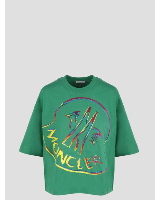 Moncler Green Oversized T-Shirt With Logo