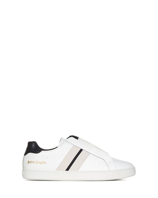 Palm Angels White Logo-print Leather Sneakers for men