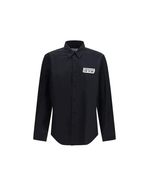 Versace Jeans Blue Black Cotton Dress Shirt for men