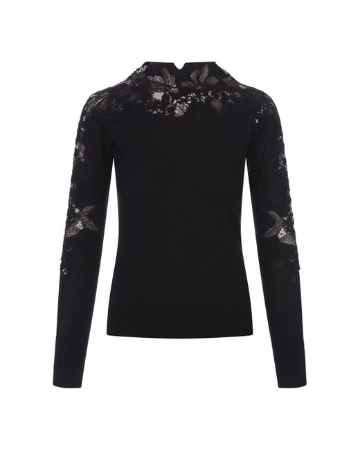 Ermanno Scervino Blue Sweater With Lace
