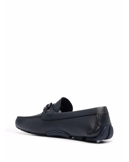 Ferragamo Blue Gancini Leather Drivers for men