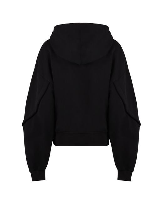 Mugler Black Oversized Cotton Hoodie Hoodies