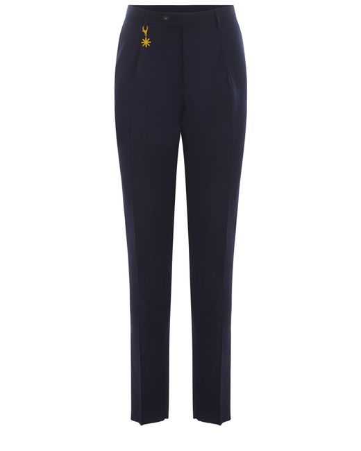 Manuel Ritz Blue Trousers Made Of Wool Canvas for men