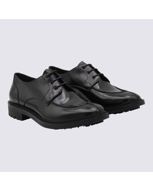 Saint Laurent Black Leather Lace Up Shoes for men