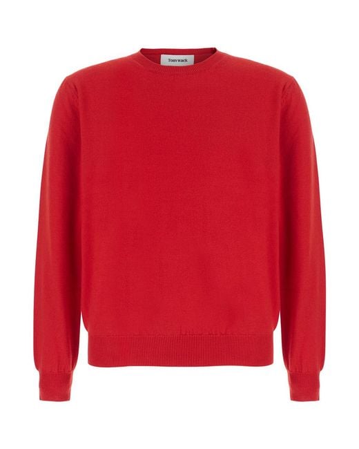TONYWACK Red Crew-Neck Wool And Cashmere Knit Top for men