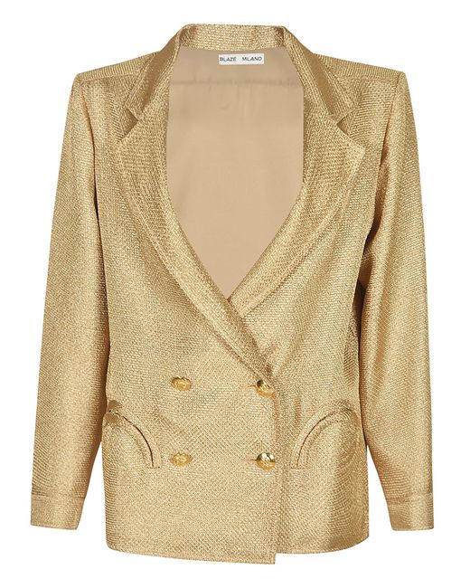 Blazé Milano Natural Double-Breasted Fitted Blazer