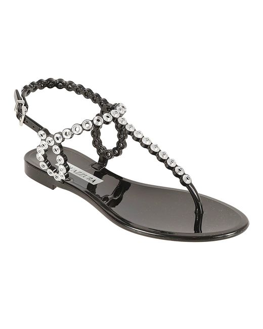 Aquazzura Metallic Almost Bare Crystal Jelly Flat Sandals