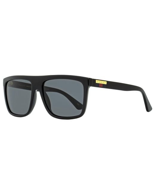 Gucci Black Rectangular Sunglasses Gg0748S 001 59Mm Plastic (Injected) for men