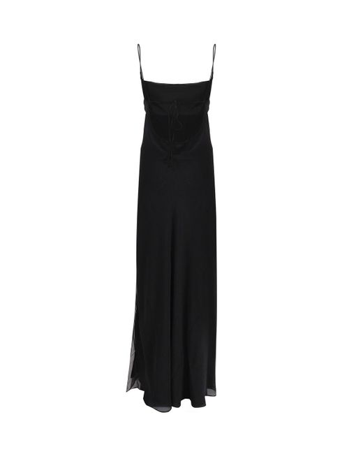 ANDAMANE Black Long Dress With Shawl Neckline