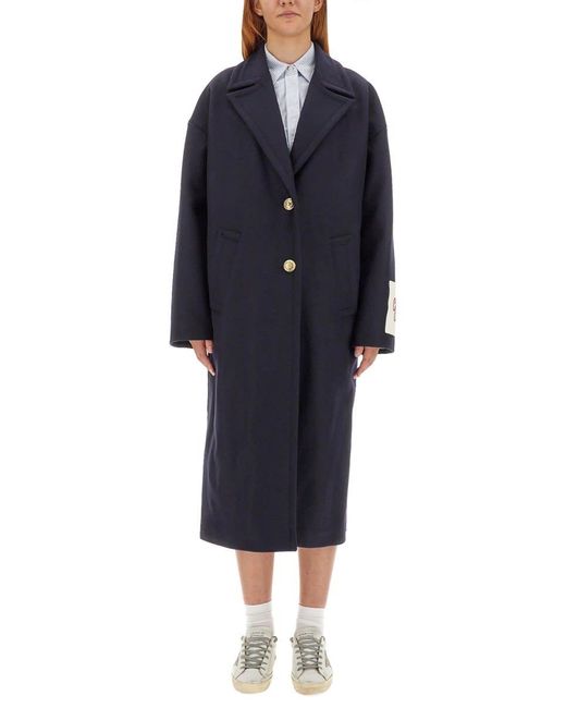 Golden Goose Deluxe Brand Blue Cocoon Single-Breasted Coat