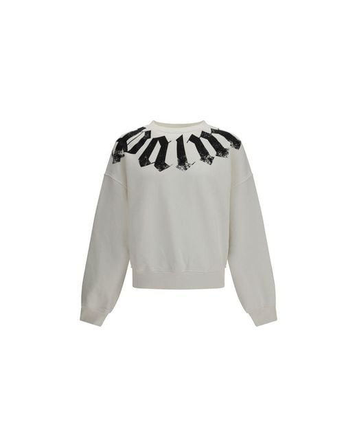 Palm Angels Gray White Cotton Sweatshirt for men