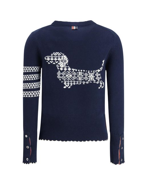 Thom Browne Blue Holiday Hector Sweater Fleece Wool Ovis Aries