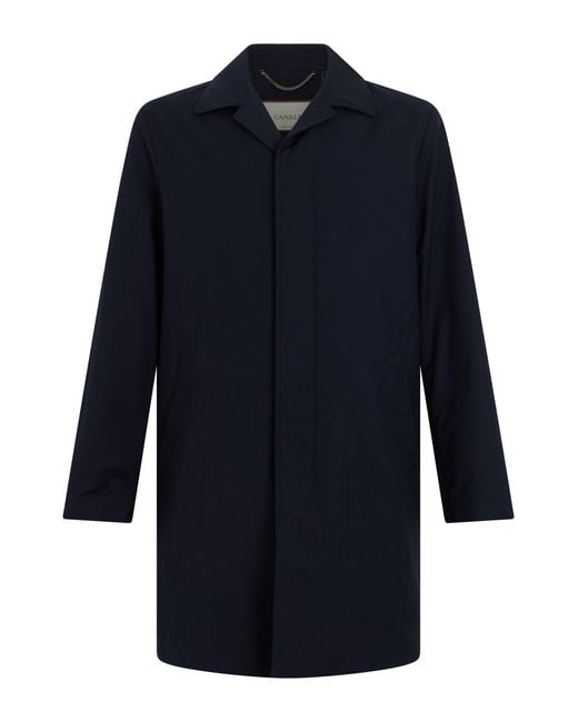 Canali Blue Trench Coat Polyester for men