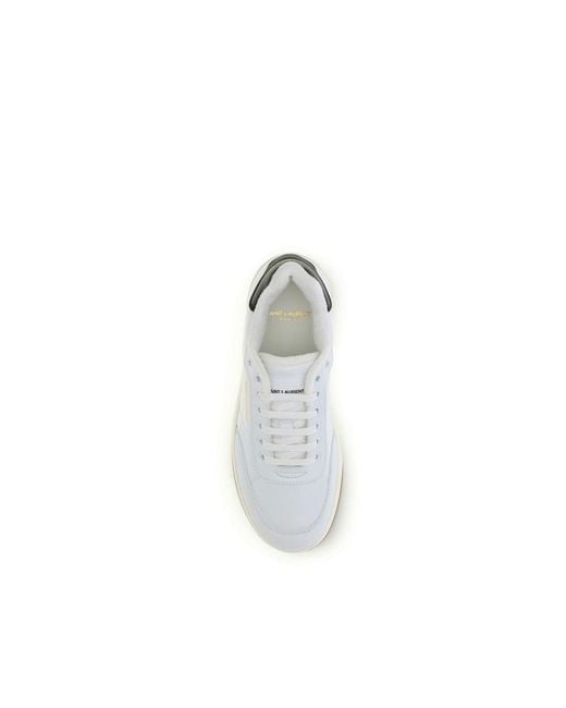 Saint Laurent White Calf Leather Bos Taurus Low Top Sneakers