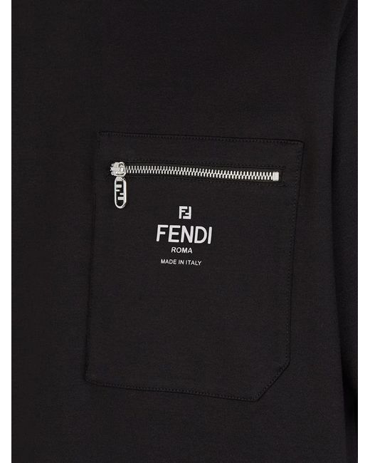 Fendi Black Cotton T-Shirt for men
