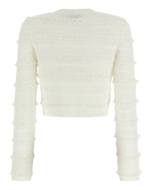 Self-Portrait White 'Pointelle Diamante' Cardigan