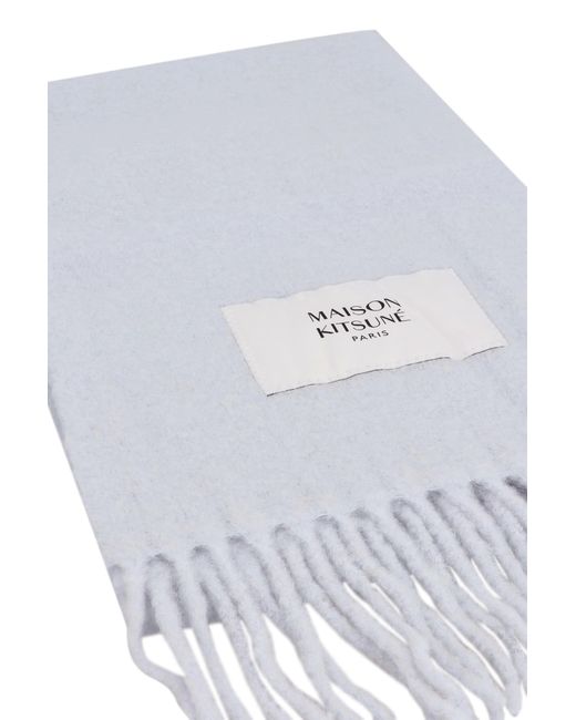 Maison Kitsuné Blue Alpaca-Wool Scarf for men
