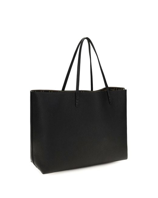 Fendi Black Medium Roll Roman Leather Shopping Bag Calf Bos Taurus Shoulder