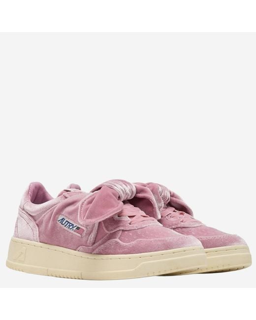 Autry Pink Low Velvet Sneakers (Polyester Trainers