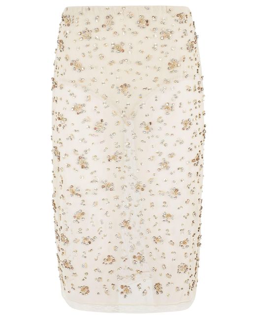 スカート SEMICOUTURE Scarlett tulle skirt rhinestones Beige Semicouture Scarlett in Natural | Lyst