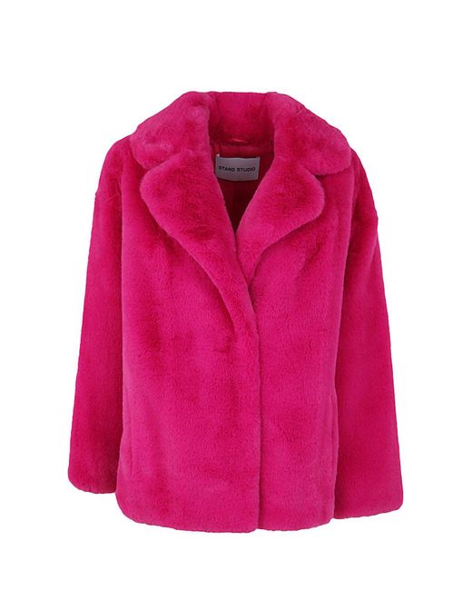 Stand Studio Savannah Jacket Faux Fur Lush Teddy 73cm in Pink Lyst