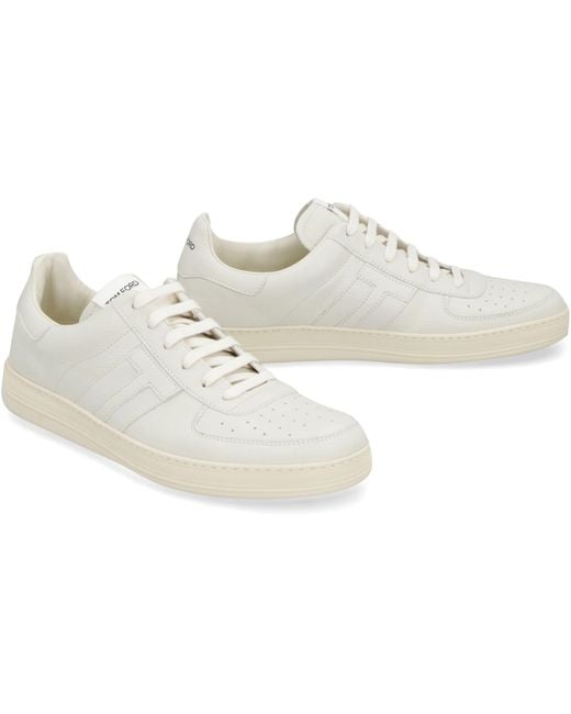 Tom Ford White Radcliffe Leather Low-top Sneakers for men
