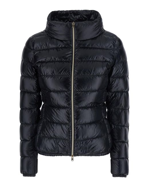 Herno Black Hooded Short Puffer Jacket Polyamide