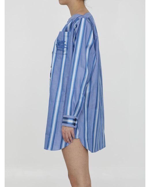 Etro Blue Striped Shirt Dress