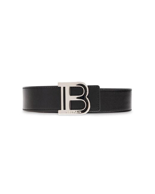 Balmain Black Logo Plaque Belt for men