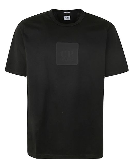 C P Company Black Metropolis Series Mercerized Jersey Logo Badge T-Shirt for men