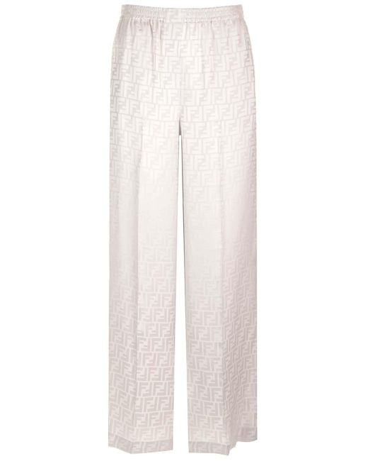 Fendi White Silk Satin Trousers